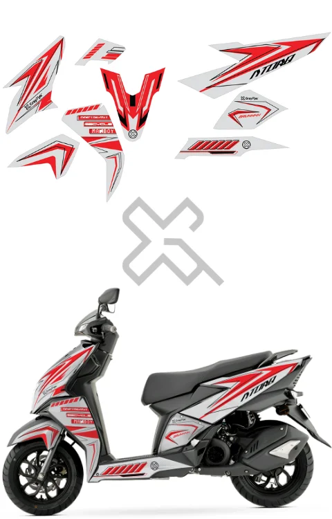 Cross Red Edition Full Body Sticker For Ntorq 125 | Printed In Premium Gloss Vinyl With FPF(Fade Protection Film), Water Proof, Precut Sticker, Pack Of 1 For Both Side